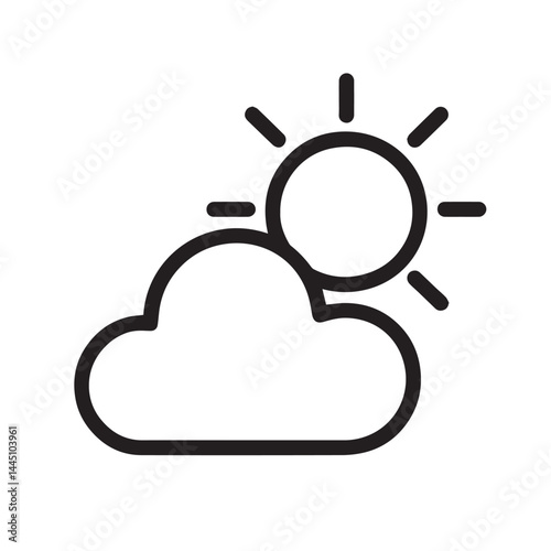 Sun and Cloud Icon: A simple line icon depicts the sun peeking out from behind a fluffy cloud, symbolizing the interplay of weather and the transition from cloudy to sunny conditions.