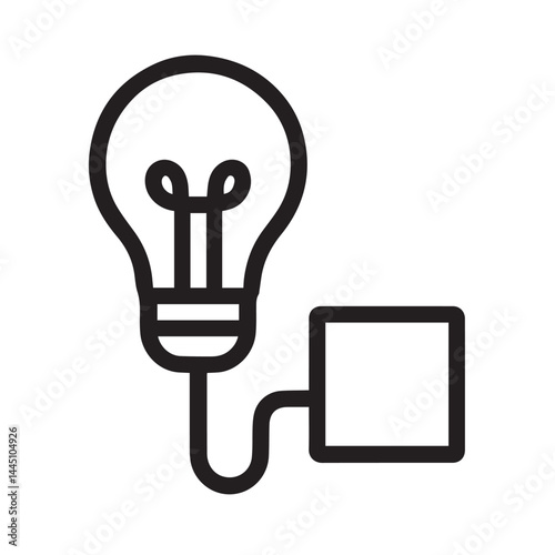 Innovation Illuminated: A stylized light bulb connected to a power source, symbolizing the spark of creativity and the power of ideas. The artwork conveys the concept of energy and insight.