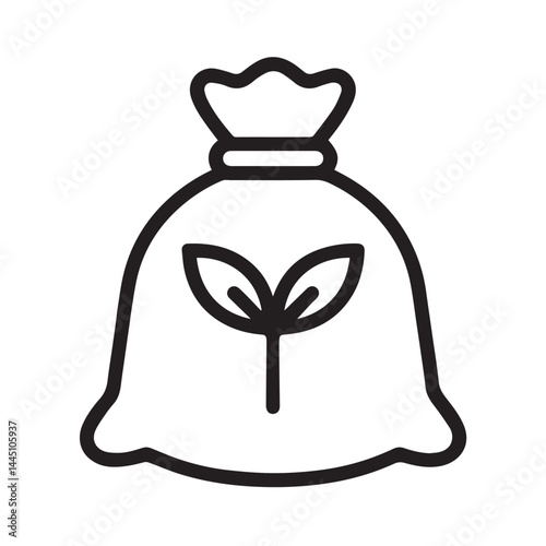 Eco-Friendly Bag Icon: A simple yet powerful icon depicting a bag with a plant sprouting from it, representing a commitment to sustainability and environmentally friendly practices.  