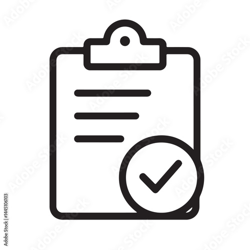 Completed Checklist:  A simple yet powerful icon depicting a clipboard with a checkmark, symbolizing the accomplishment of tasks, goals, or projects. This icon is ideal for presentations, reports.