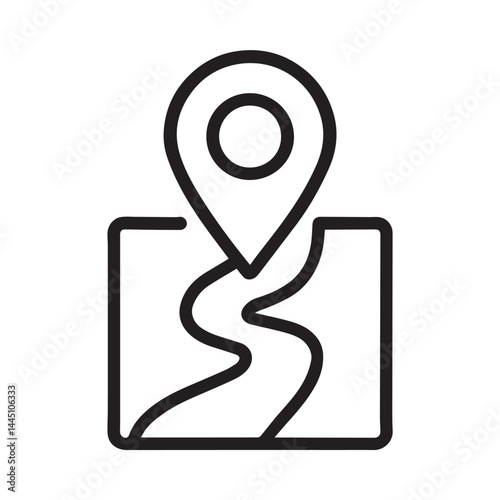 Pinpoint Destination: A minimalist illustration of a map featuring a pin, elegantly highlighting a destination, conveying a sense of guidance and direction.