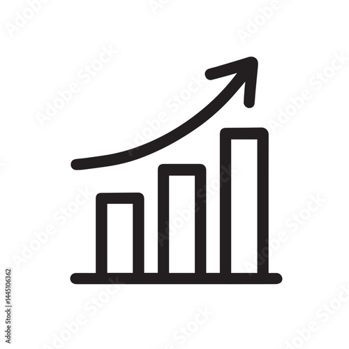 Ascending Business Graph: A sleek and modern linear illustration of a business graph, symbolizing growth, progress, and upward trajectory, with its ascending arrow soaring towards success.