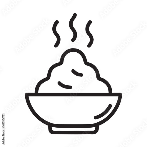 Steaming Bowl of food: A simple yet appetizing illustration of a bowl of warm food, exuding inviting steam, perfect for culinary or food-related designs.