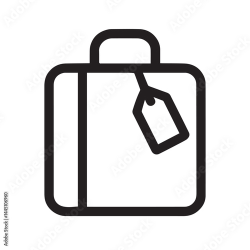 Journey's Start: A minimalist line art image of a travel suitcase, ready for adventure, adorned with a tag.