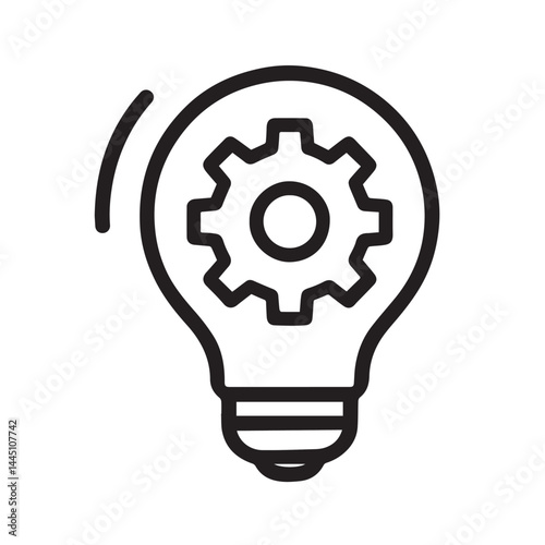 Ideas in Motion: An engaging illustration that combines a light bulb with an industrial cogwheel, symbolizing the process of creativity, innovation and problem-solving.