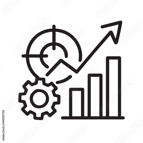 Business Progress and Targets: An illustrative depiction of business growth and achieving targets. The image highlights progress with charts, gears, and target concepts.