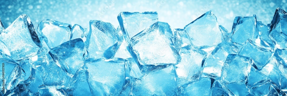 Obraz premium Cool Background Of Ice Cubes, Refreshing Blue Color Perfect For Summer And Drinks Concepts