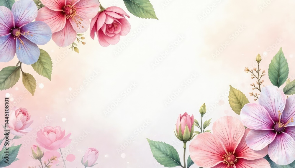 Fototapeta premium Delicate watercolor floral pattern with soft pastel shades, pastel, summer, nature