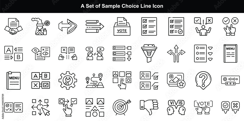 Choice Icon Vector Set, Select Option Decision Graphics