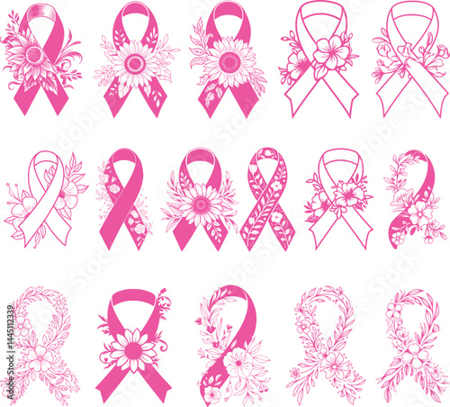 Breast Cancer, Awareness Ribbon, Floral