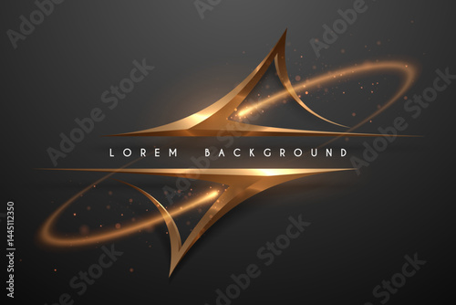 Golden shape template with light effects