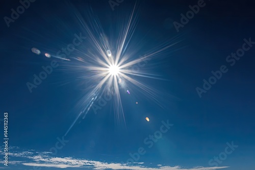 Bright sun radiating light