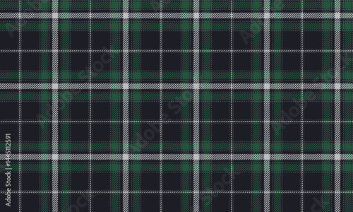Seamless plaid pattern, black, green, grey, suitable for designing clothes such as skirts, pants or modern dresses. Looks elegant and unique, vector illustration.