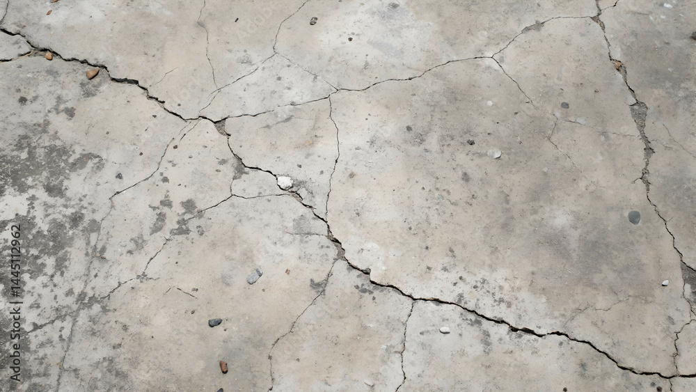 Fototapeta premium Cracked Concrete Floor with Pebbles