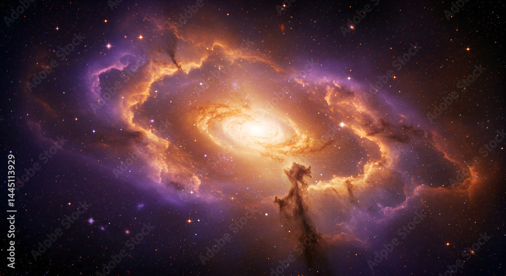 Cosmic spiral galaxy with vibrant colors and nebulae Cosmic spiral galaxy with vibrant colors and nebulae