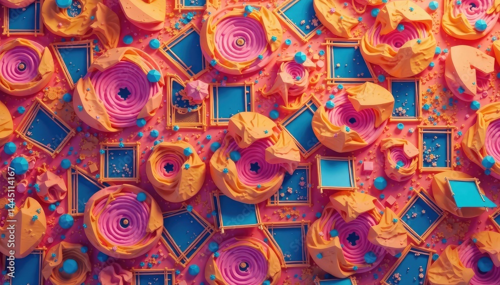 Fototapeta premium Geometric shapes, repeating pattern, minimalist, geometric, seamless