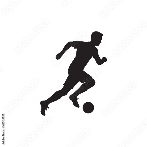 Silhouette of a Football Player Kicking Ball – High-Quality Vector Soccer Illustration for Sports Design and Athletic Concepts