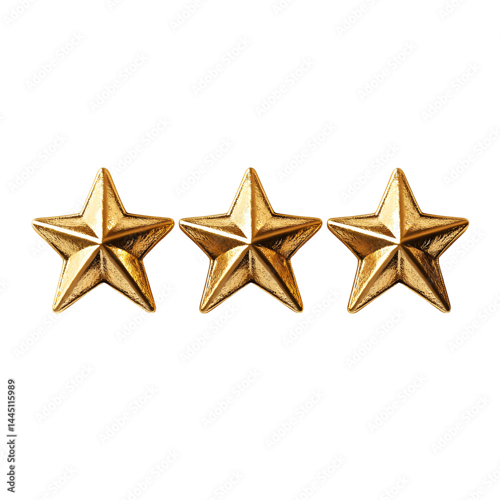 Obraz premium Three Golden Stars Rating Award Excellence Success