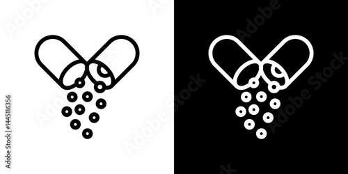 Open Capsule Pill icon vector, illustration logo template in trendy style
