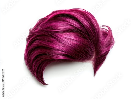 Obraz na płótnie purple hair wig on a white background, haircut with a side part and a sleek style w salonie