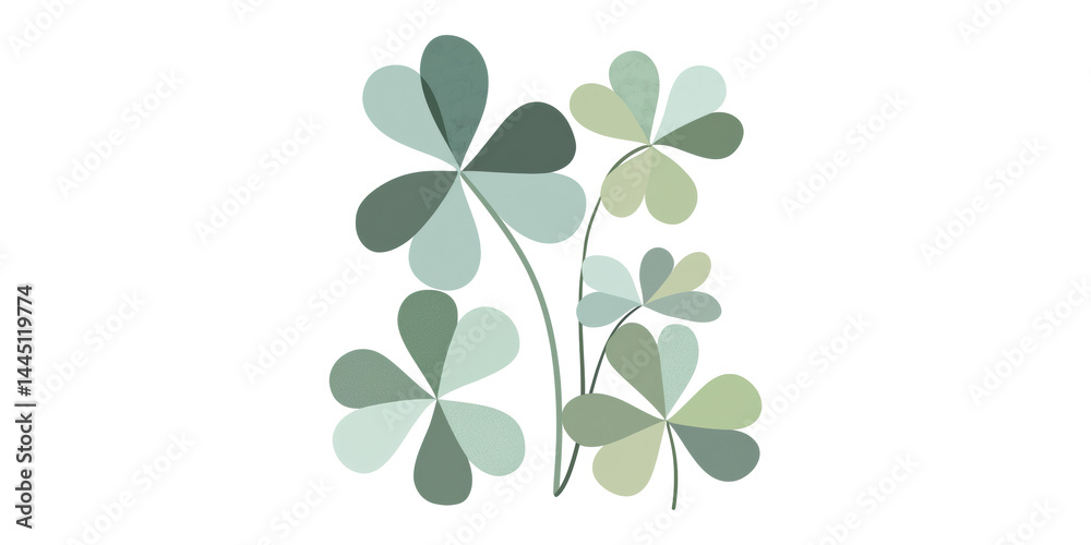 Obraz premium Abstract Green Clover Illustration. Symbol Of Luck And Nature In Minimalist Design Isolated On Transparent Background