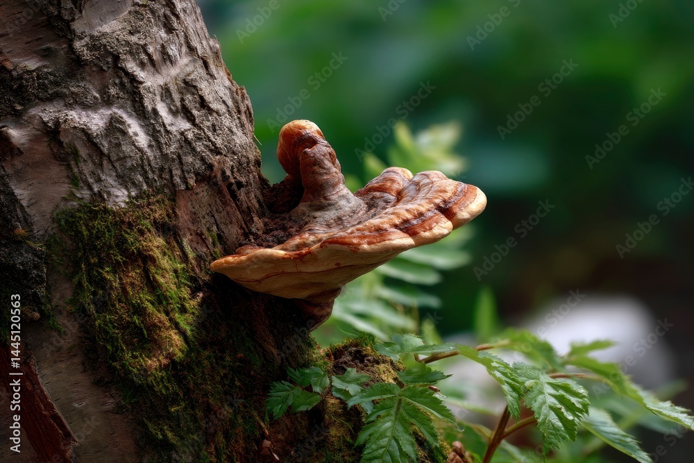 Fototapeta premium Mushroom Growing on a Tree Trunk