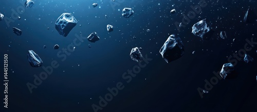 A dark space filled with numerous fragments of rock.