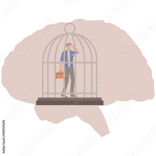 Mind prison psychological concept