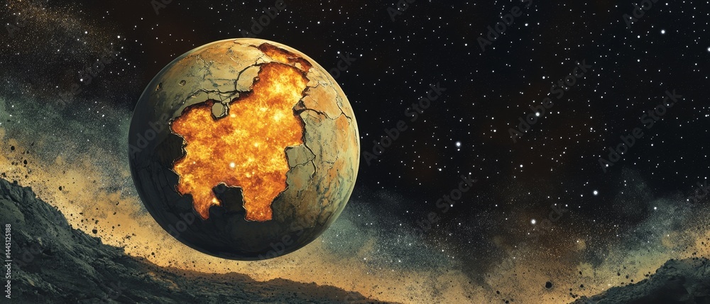 A planet with a hole in it and a lot of stars in the background