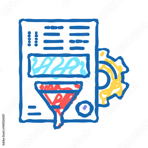 binary code and folders icon doodle illustration