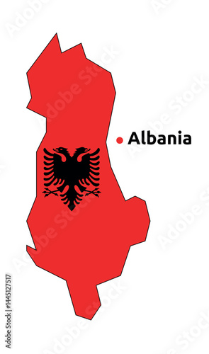 Albania Map Vector - Country Outline, Flag Inside Map, Blank and Silhouette Version