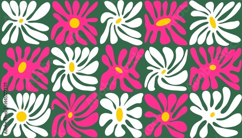 Abstract background. The shape of the flower petals appears to be swirling, full of energy and movement, giving a fresh and lively feeling.