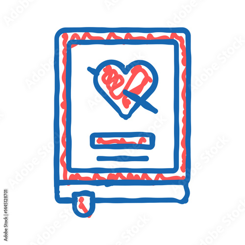 romance genre icon doodle illustration