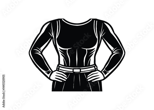 Silhouette of hands on hip isolated on a white background