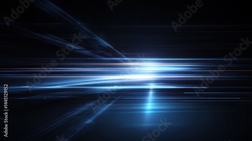 Abstract light streaks in shades of blue and white create a dynamic, futuristic feel. Perfect for tech or science themes.