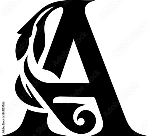 Ornate Capital Letter "A" with Flourish Design
