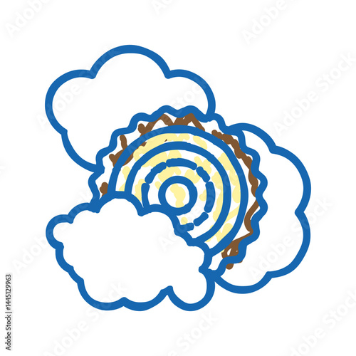 smoking wood trunk icon doodle illustration