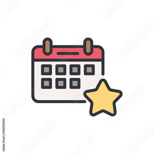 Favorite date colored icons, minimalist vector illustration ,simple transparent graphic element .Isolated on white background