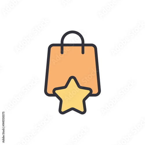Favorite shopping colored icons, minimalist vector illustration ,simple transparent graphic element .Isolated on white background