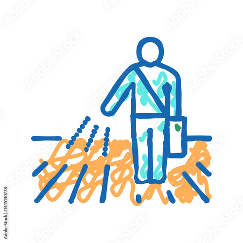 human sowing icon doodle illustration