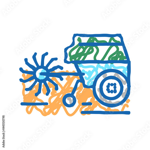 cultivator machine icon doodle illustration