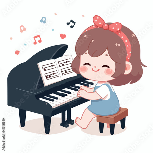 vector image of a child playing the piano