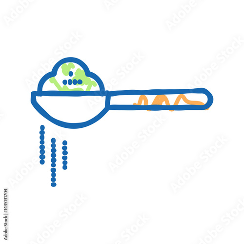 aromatic spice on spoon icon doodle illustration