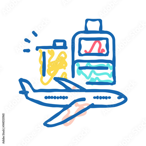 airplane and luggage travel icon doodle illustration