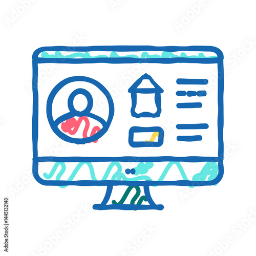online house rent icon doodle illustration