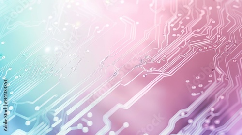Abstract circuit board technology background pastel pink blue design