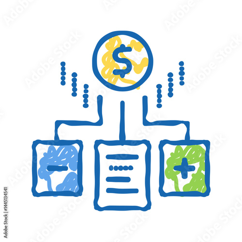 financial agreement advantages and disadvantages icon doodle illustration