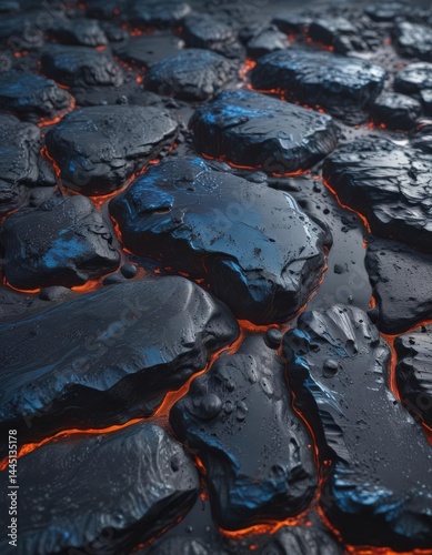 Abstract blue lava stone, flowing texture background ,  digital,  modern