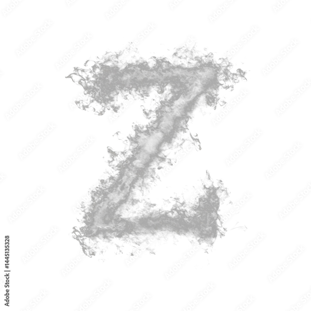 Obraz premium Curling Smoke Letter Z Overlay - Elegant Smoke Text Effect for Mystical Designs. Perfect for Dark, Gothic and Fantasy Projects. High Quality Transparent PNG for Digital Art.