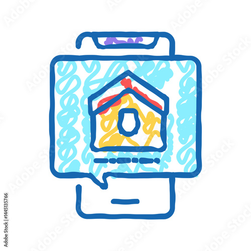 mobile phone house buy correspondence icon doodle illustration